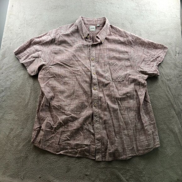 Rowm Men's Shirt Size 2XB Short Sleeve Button Up Shirt Red Woven Textured Casual - Picture 11 of 12